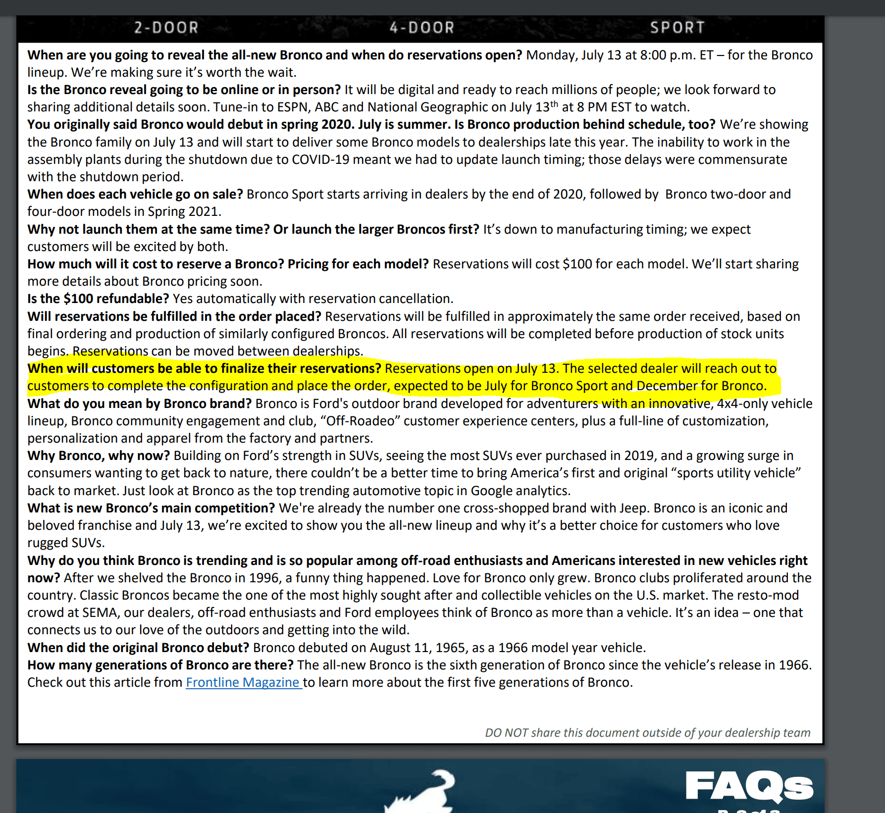 Ford Bronco New leak please: Decoding the 16 'packages' 1594594017772