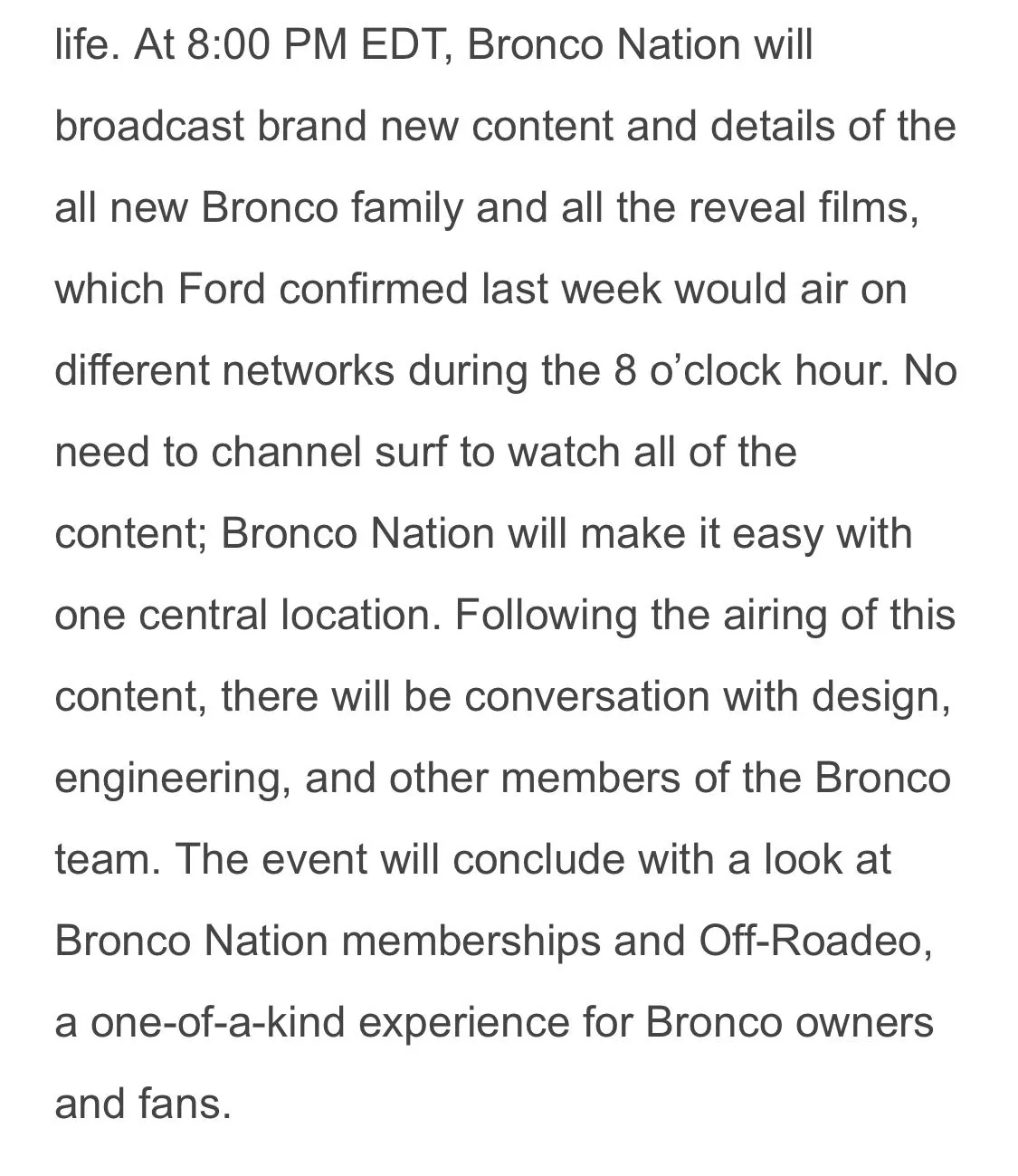 Ford Bronco Bronco Reveal Live Stream Feed is LIVE 85528DF6-E4DA-4C7F-9926-0031ECBCA095