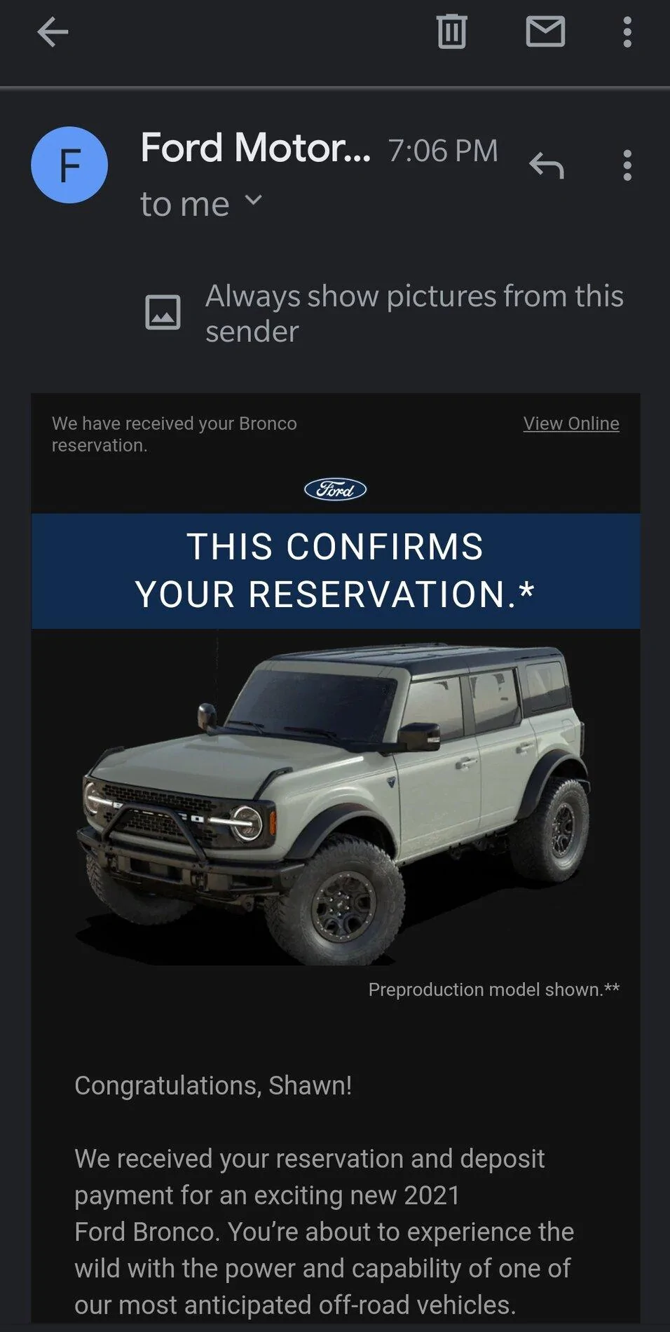 Ford Bronco Reservation Confirmed! Screenshot_20200713-213046