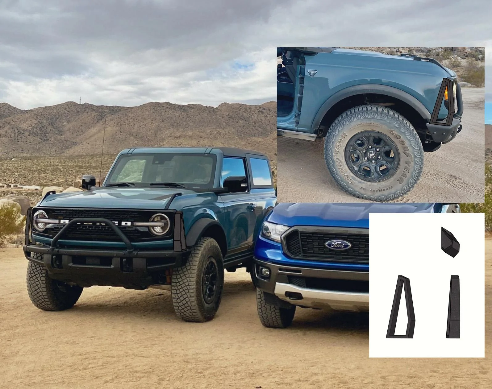Ford Bronco Warthog tusks idea - limb riser, brush guard posts Bronco warthog tusk2.0