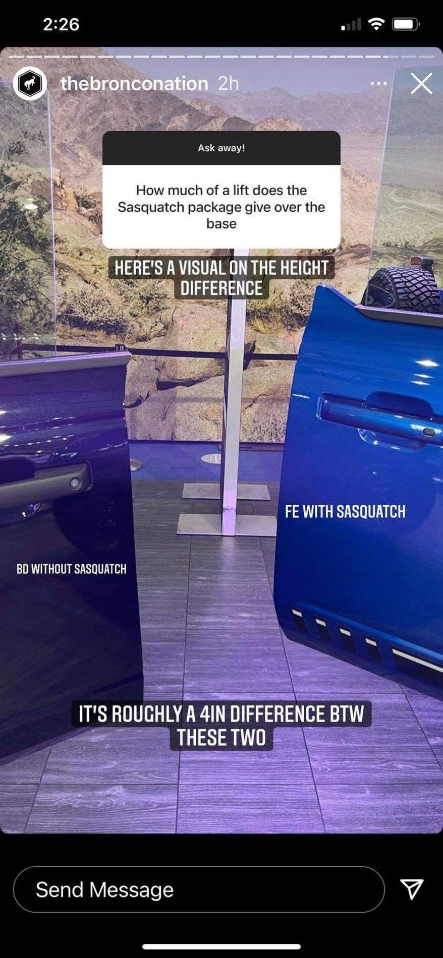 Ford Bronco 4 door base vs Squatch height difference? FB_IMG_1616726084073