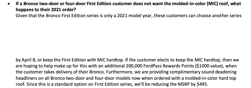 Ford Bronco 8 April to Make Order Changes  email from Ford Screen Shot 2021-03-31 at 09.41.10