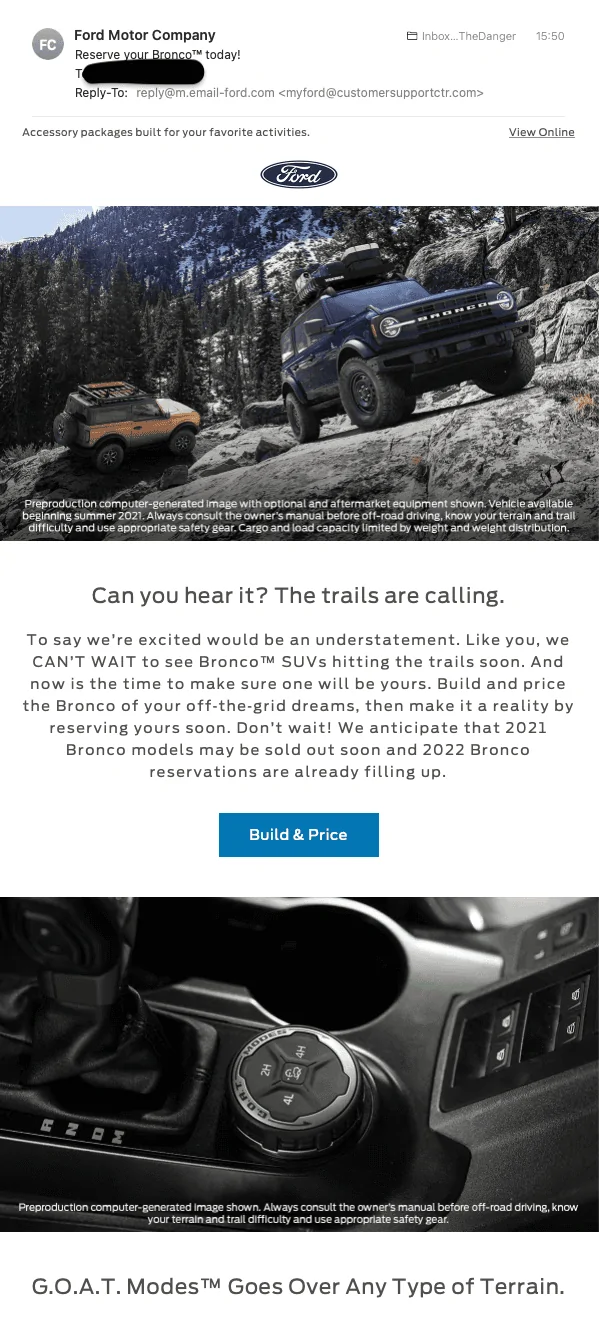 Ford Bronco Check your emails from ford Screen Shot 2021-03-31 at 16.56.20
