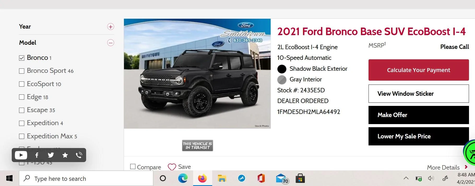 Ford Bronco Dealer ordered smithford