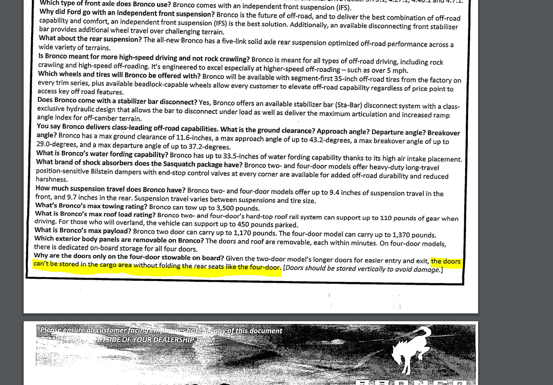 Ford Bronco Dealer FAQ's for Bronco 1594757365260
