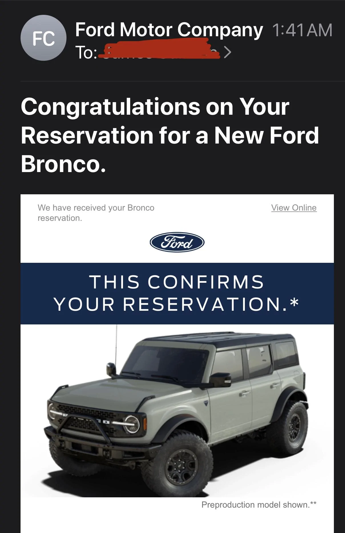 Ford Bronco Did my reservation go through? IMG_2685