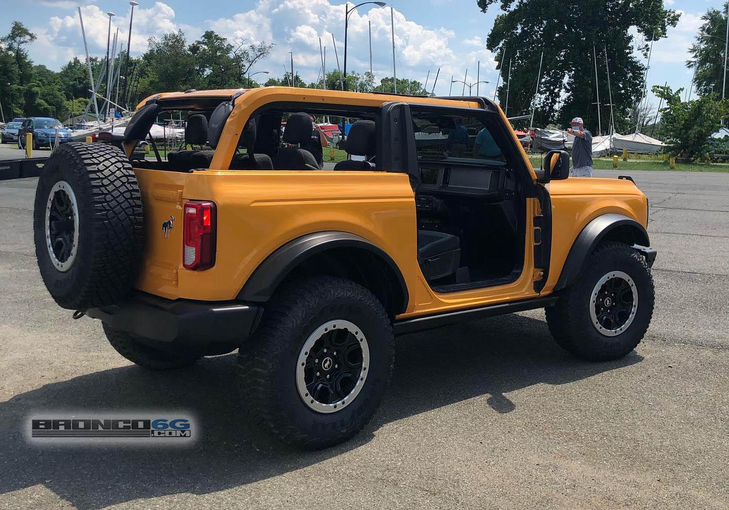 Ford Bronco Spotted: Base Bronco + Sasquatch Package, with underhood engine shot (Cyber Orange) 2021 Base Bronco + Sasquatch Package + Underhood Engine Cyber Orange Closeup Real Life  107968