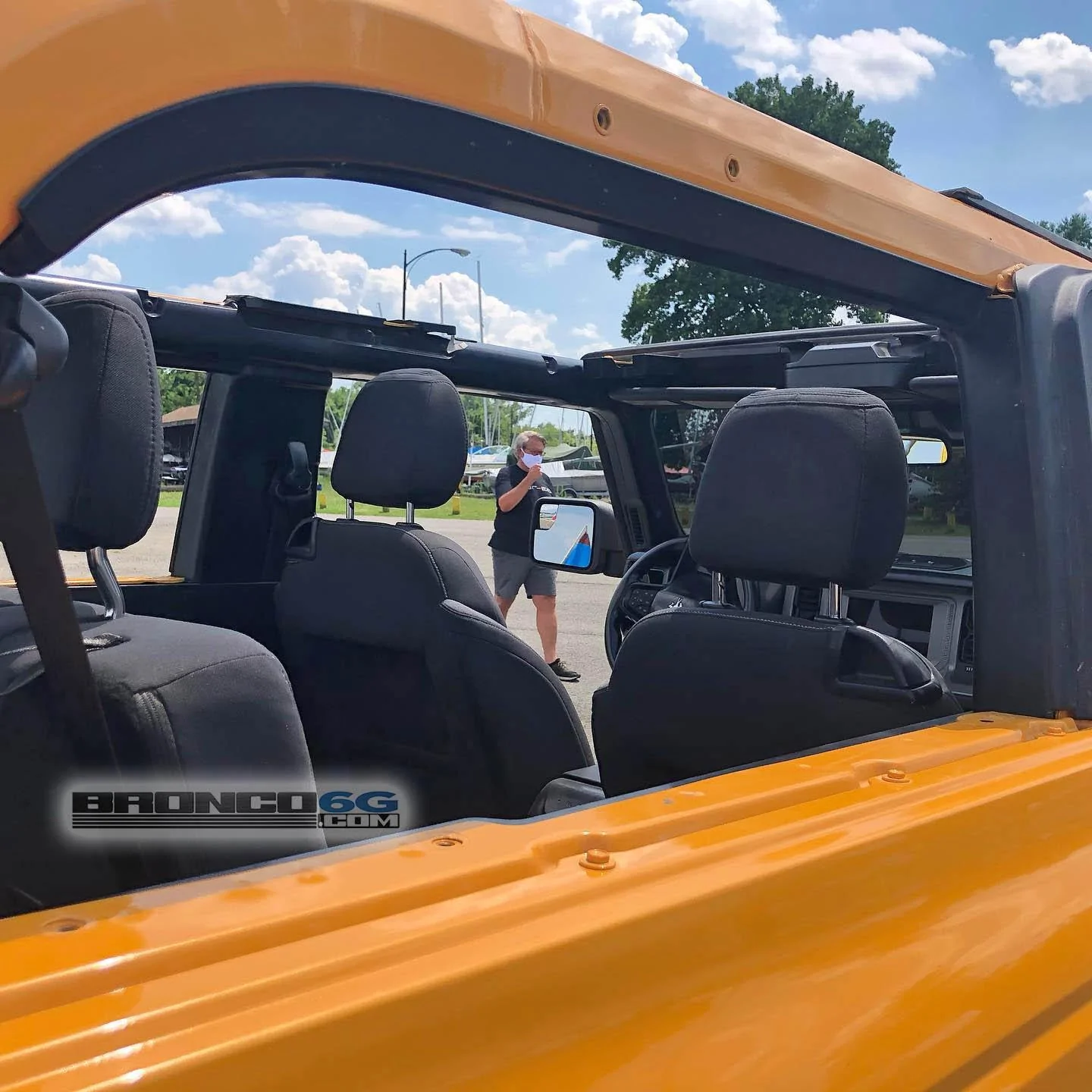 Ford Bronco Spotted: Base Bronco + Sasquatch Package, with underhood engine shot (Cyber Orange) 2021 Base Bronco + Sasquatch Package + Underhood Engine Cyber Orange Closeup Real Life  10771