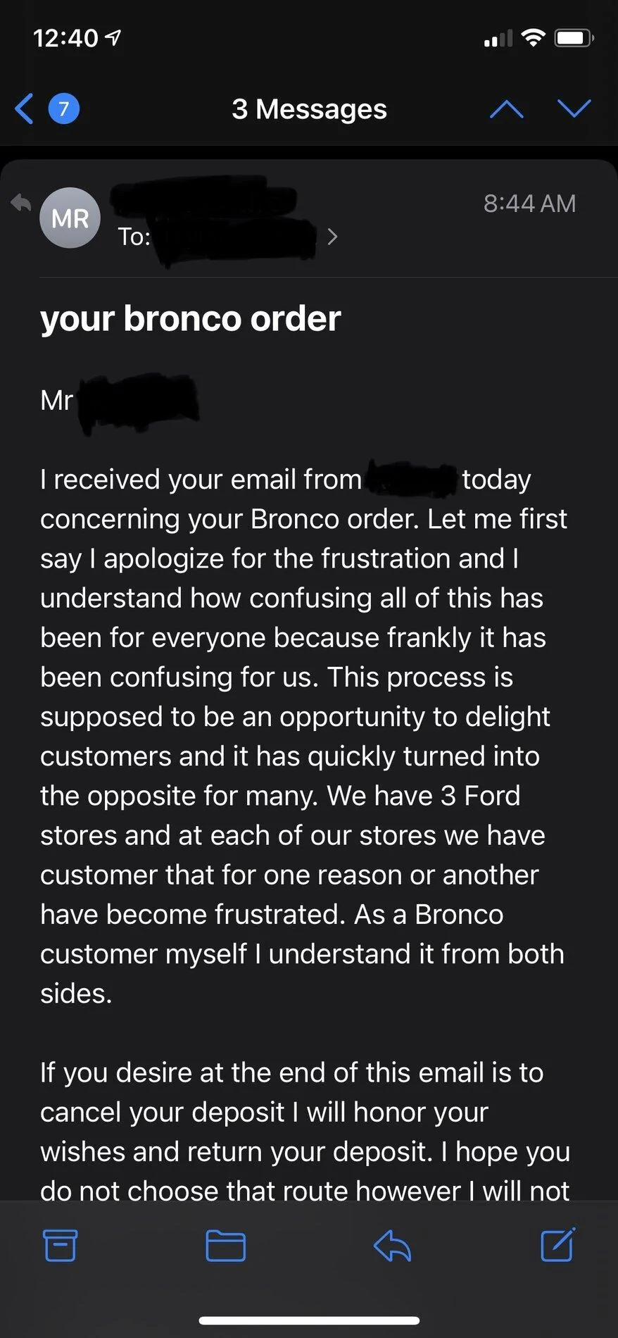 Ford Bronco Didn't Get Email - Turned Into Small Win Email pic 1