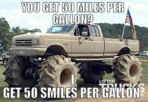 Ford Bronco 4-door 2.7 engine showing 18.9 mpg smiles
