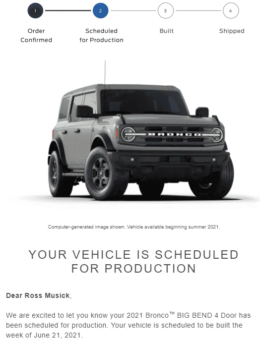 Ford Bronco 4/22 Email Group! Bronco confirmation