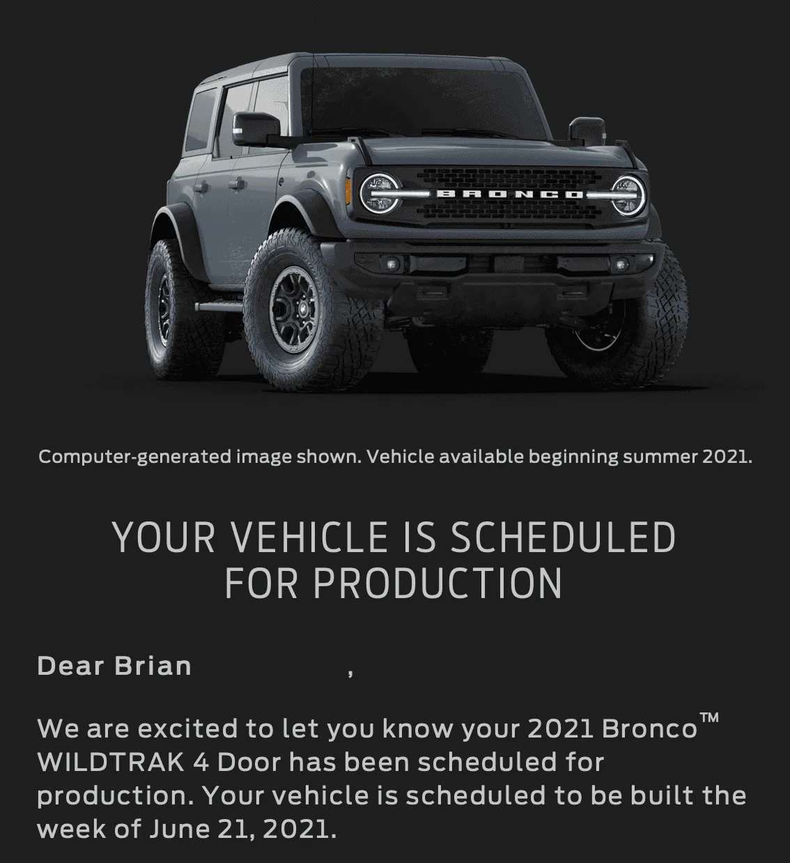 Ford Bronco 4/22 Email Group! build email