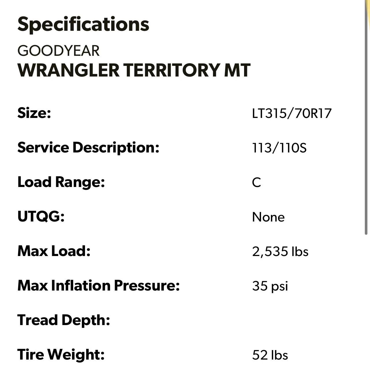 Ford Bronco 33" BFG KO2 vs Goodyear MT 33" vs Goodyear MT 35" -- tire weight & specs 75B0413D-DABC-4B59-AE5F-E3E87A17F434