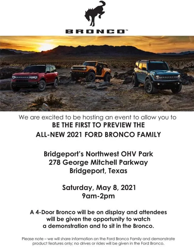 Ford Bronco Event in Bridgeport, TX 4A25022E-B0CF-4772-B9E1-CDD2D9FE34DA