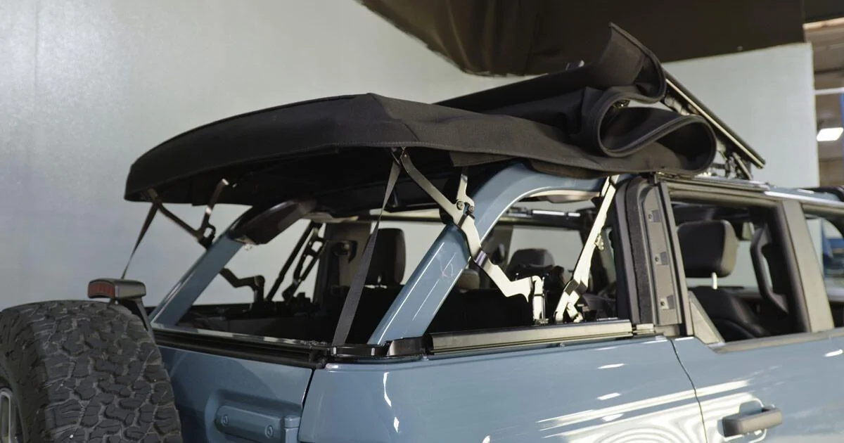 Ford Bronco Driving with soft top propped open? 2021-Ford-Bronco-Heres-how-you-lower-and-remove-th