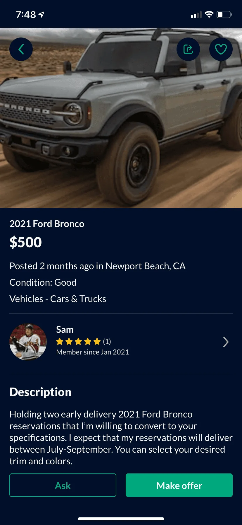Ford Bronco Resale and Mark up market 7107CE47-1FDD-4A2C-83DA-B5A7346E3A7C