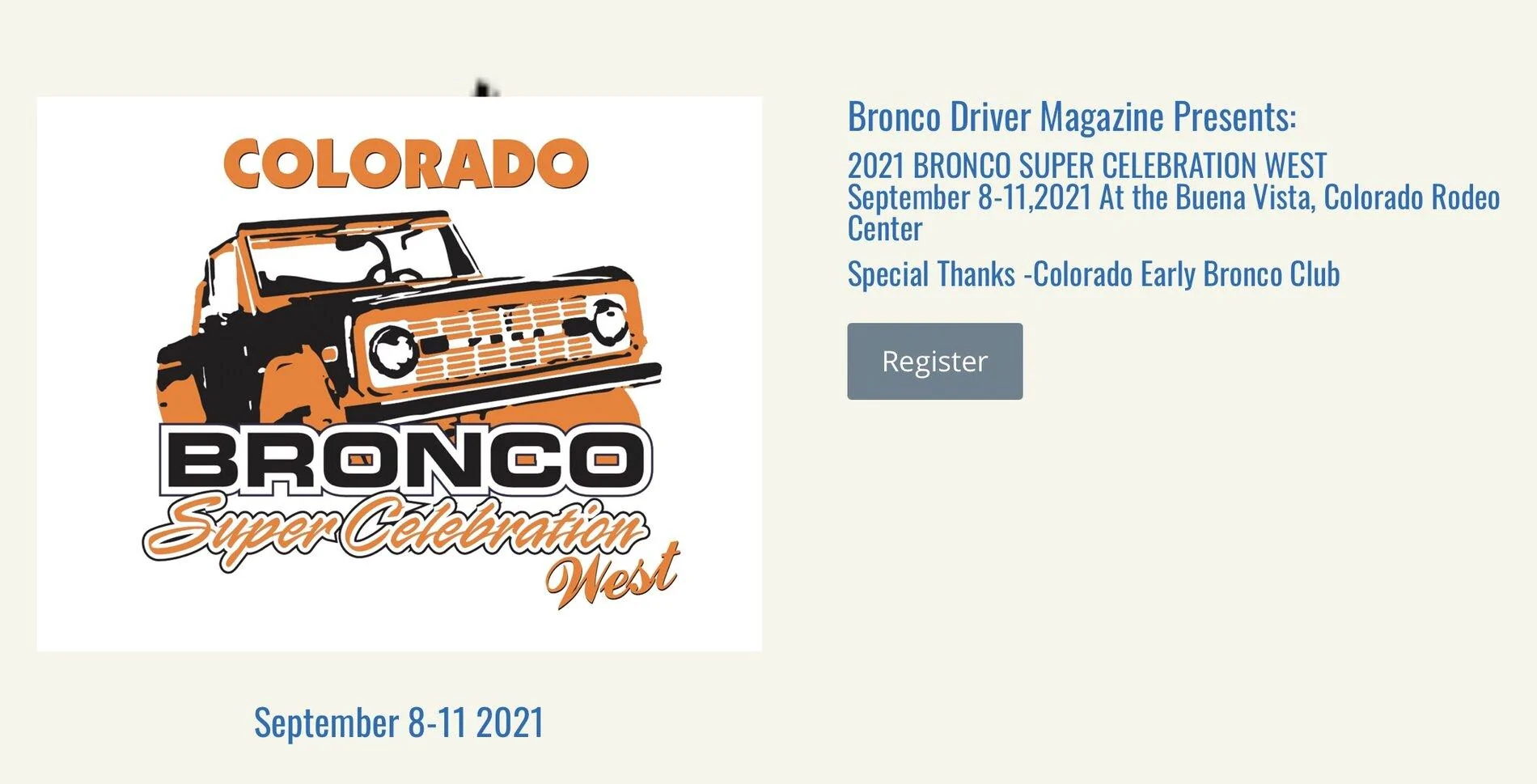 Ford Bronco Attending 2021 Bronco Super-Celebration West on Sept 8 @ Buena Vista, CO? 2021 Bronco SuperCel Super Celebration Colorado