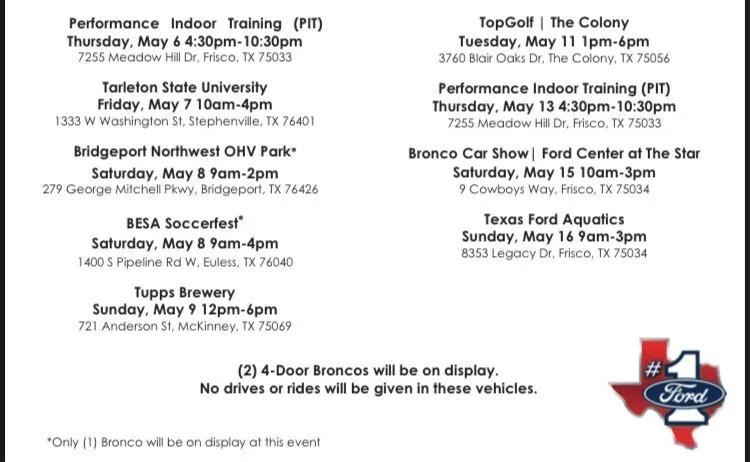 Ford Bronco TEXAS Bronco Event Schedule & Member Photos Bronco DFW events - Copy