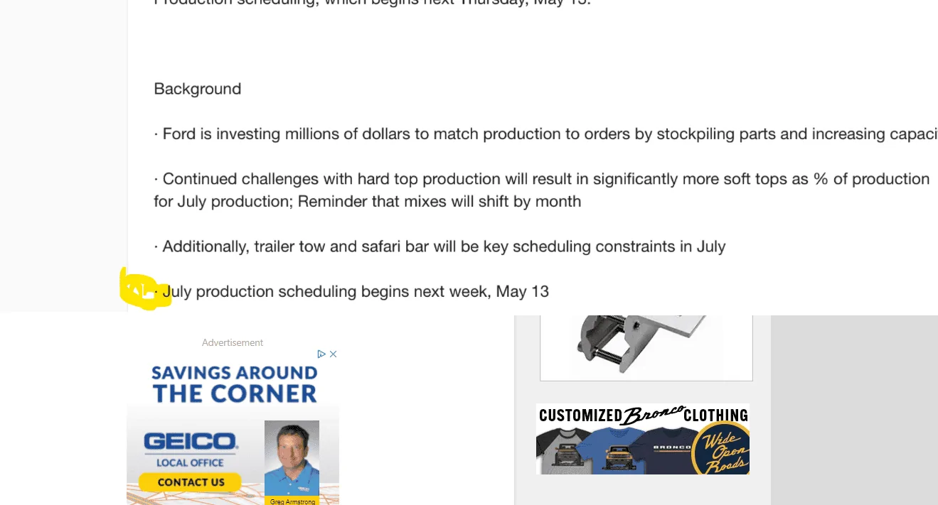 Ford Bronco Seeing More Bronco Production Scheduling This week 1620666257135