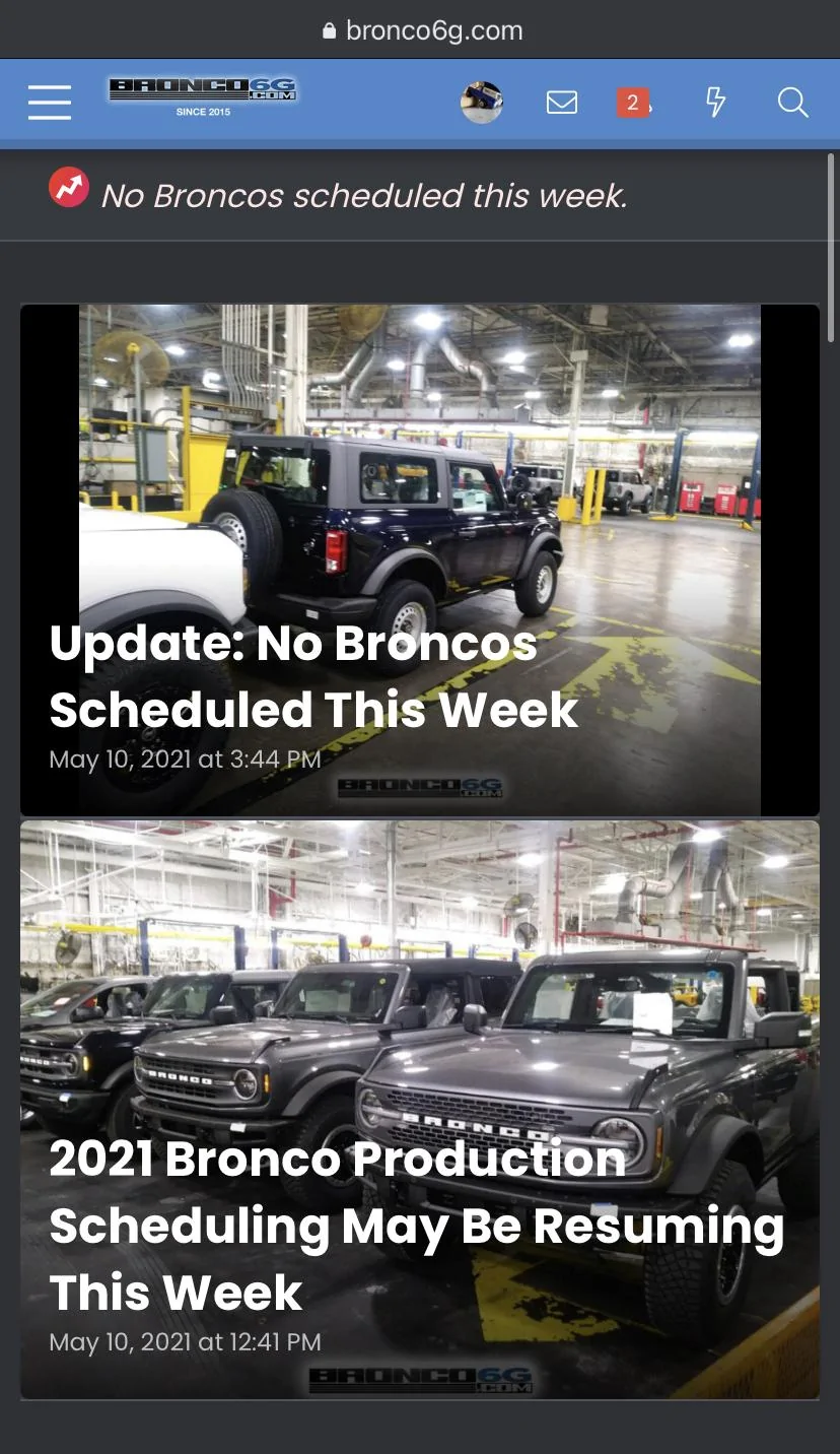 Ford Bronco No Broncos scheduled this week. AEC1A55C-B8A2-4512-B869-928A352CDB24