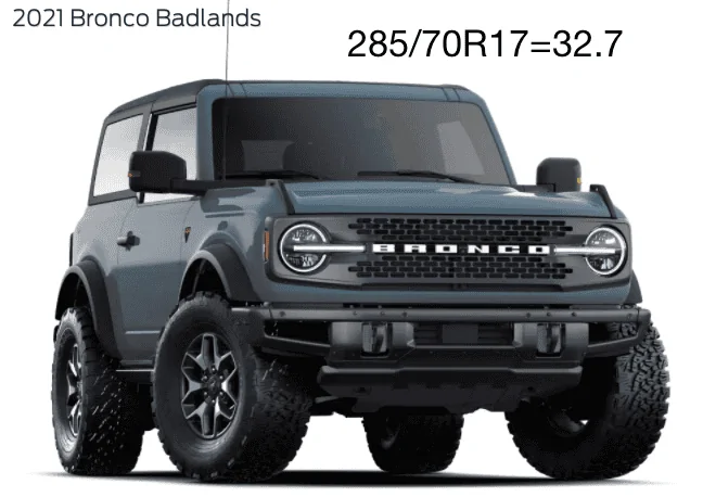 Ford Bronco 32s vs 33s (vs35s) Badland Tire Siz
