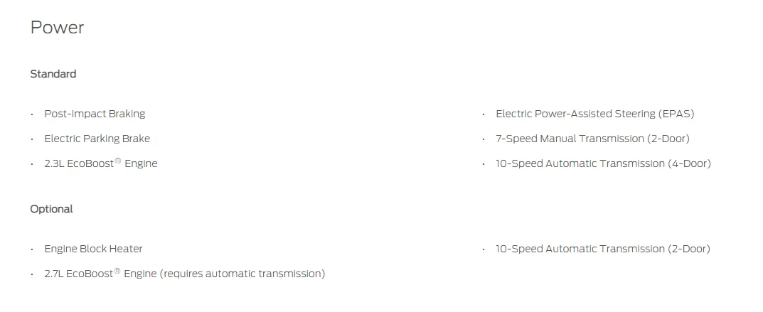 Ford Bronco 2021 BRONCO PRICE LIST – MSRP & Dealer Invoice Pricing Transmission