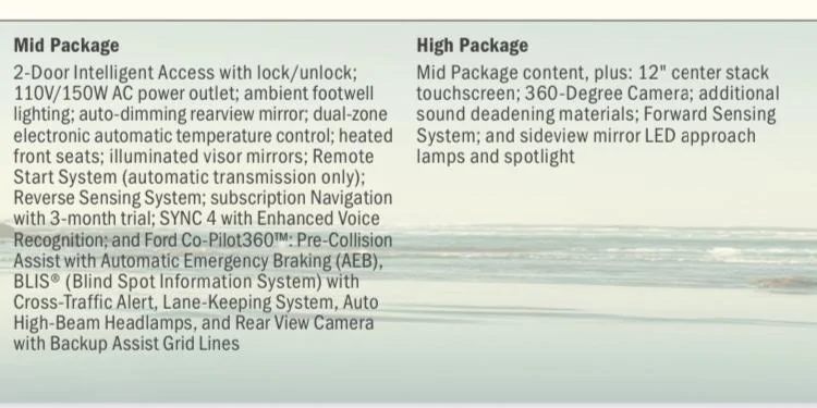 Ford Bronco Big sellers for the mid package? 2B77EA0E-1510-4D71-A1A6-5734EF2B3994