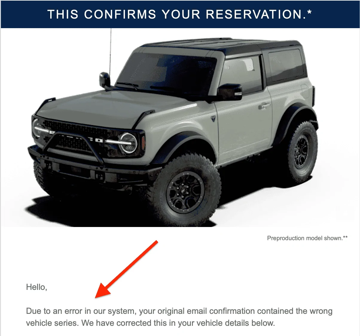Ford Bronco Ford sending out corrected reservation emails rAPSRnc