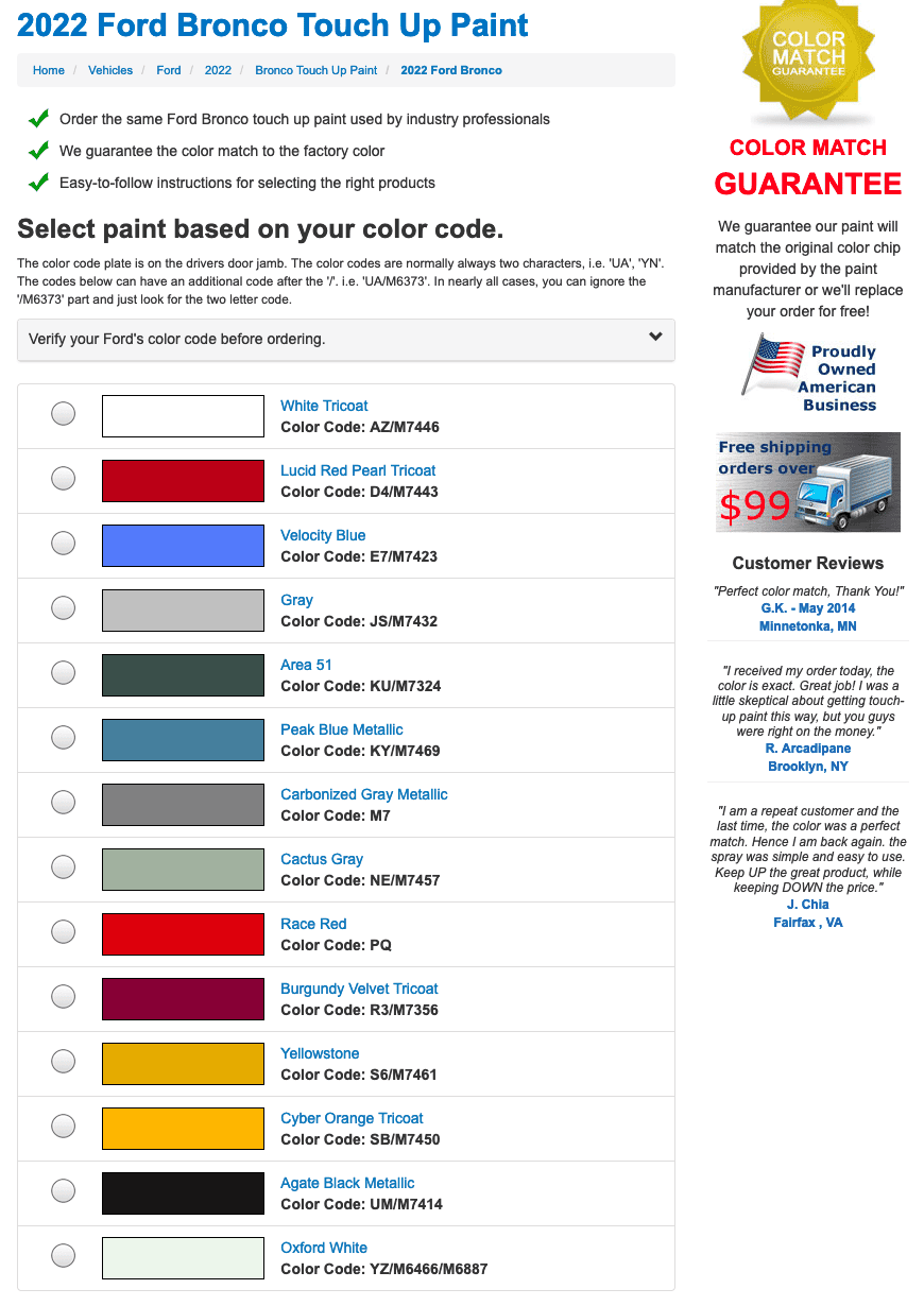 Ford Bronco 2022 Bronco Colors Online - no Green (yet) Screen Shot 2021-05-10 at 5.25.06 PM