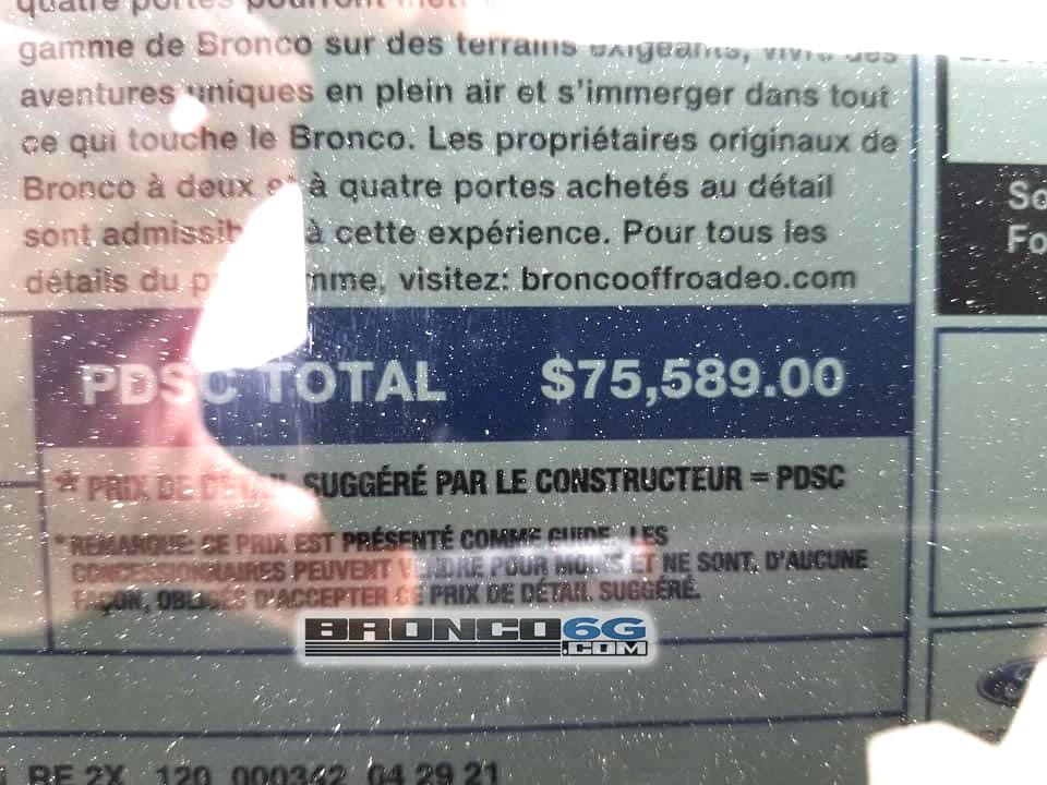 Ford Bronco First Fuel Economy Numbers Seen on Window Sticker = 16.9 MPG (converted) for Sasquatch Badlands 4-Door Bronco 2.7L 2021 Bronco window sticker MPG 2