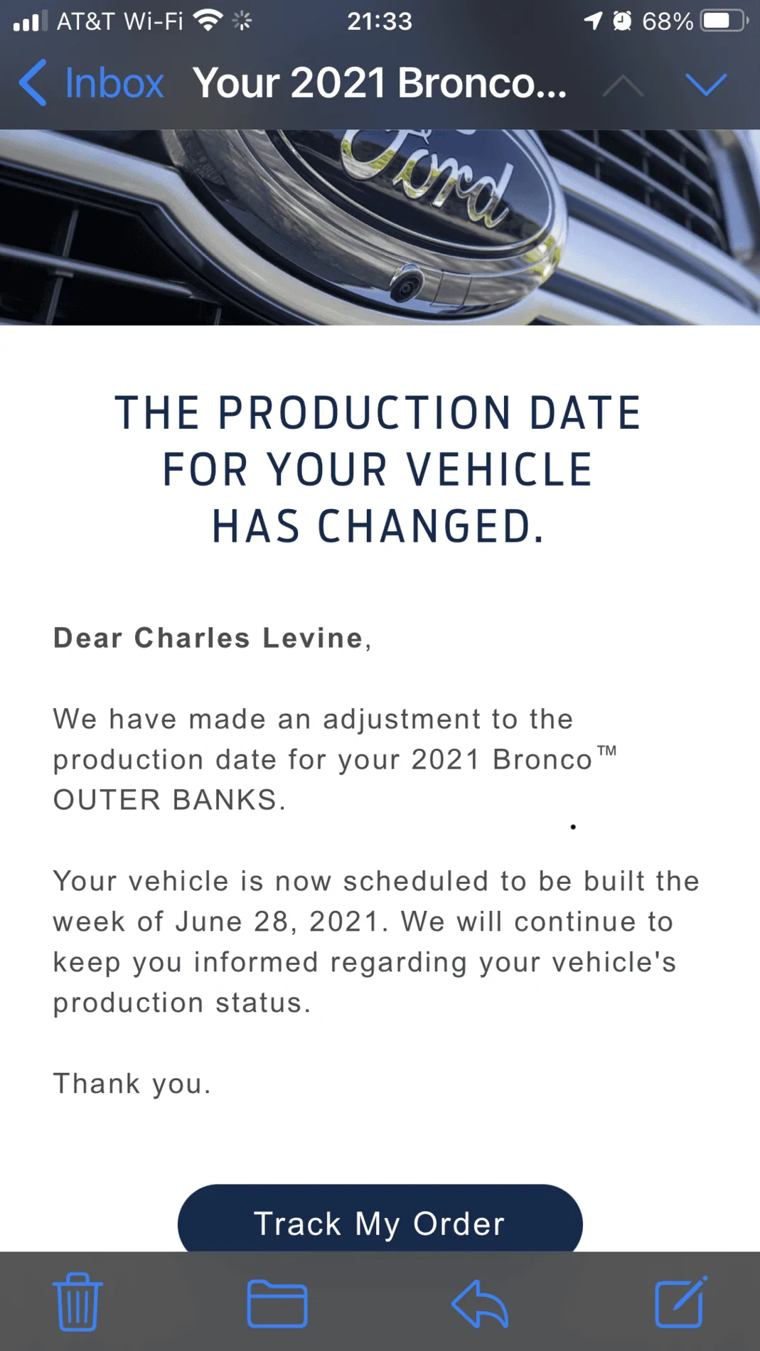 Ford Bronco THE my Bronco production build date has been DELAYED / MOVED BACK thread 1620869770088