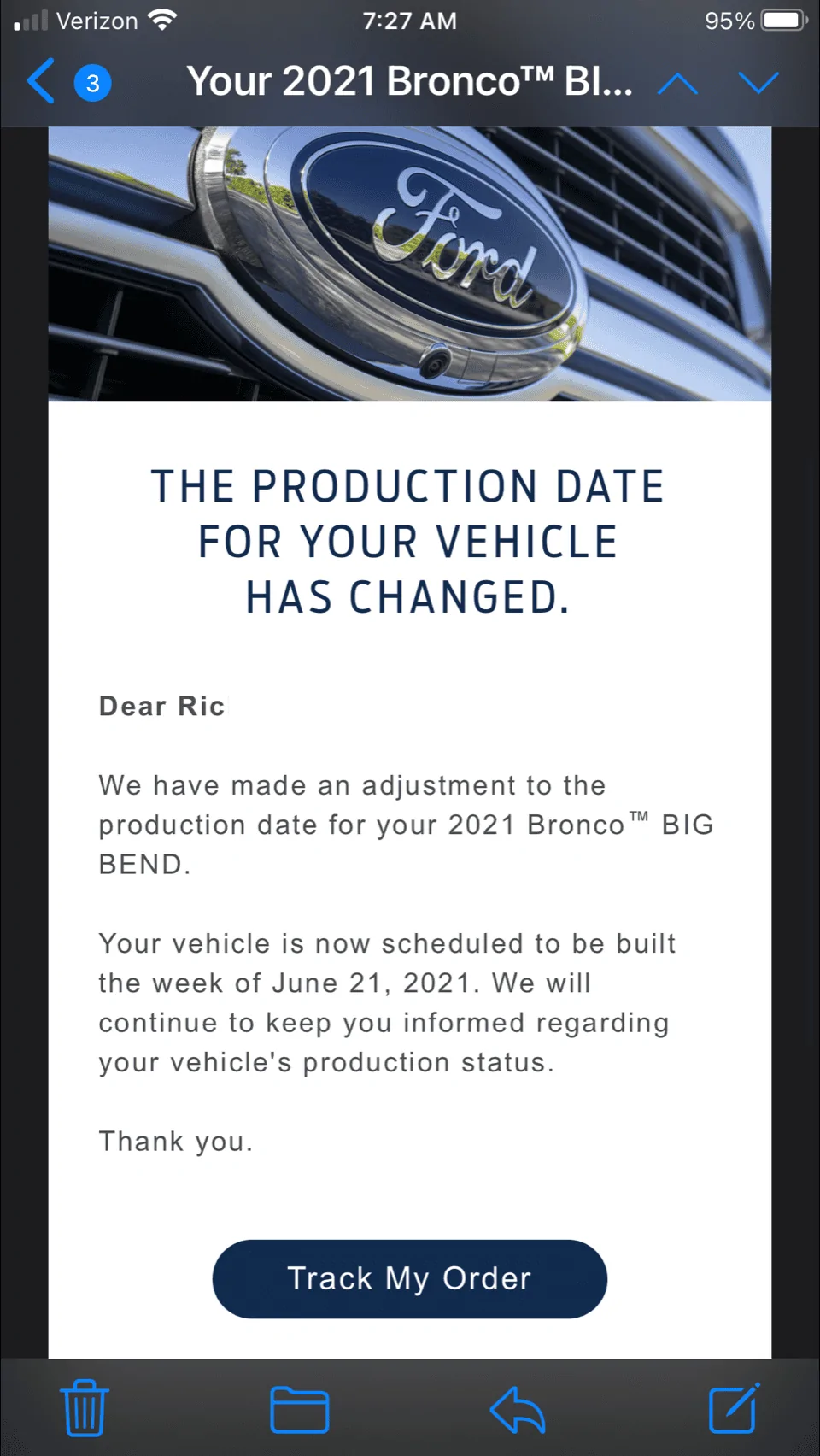 Ford Bronco THE my Bronco production build date has been DELAYED / MOVED BACK thread 9C8AAB84-EA4A-414D-A49F-68C2032FDFAD