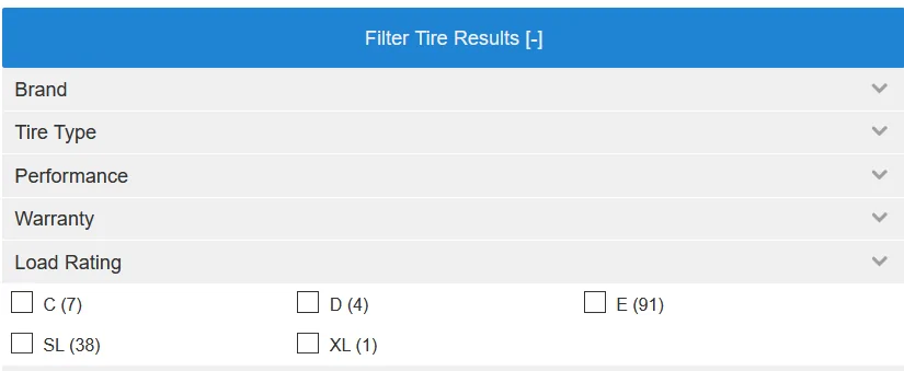 Ford Bronco Tire load rating 265 75 16 tires