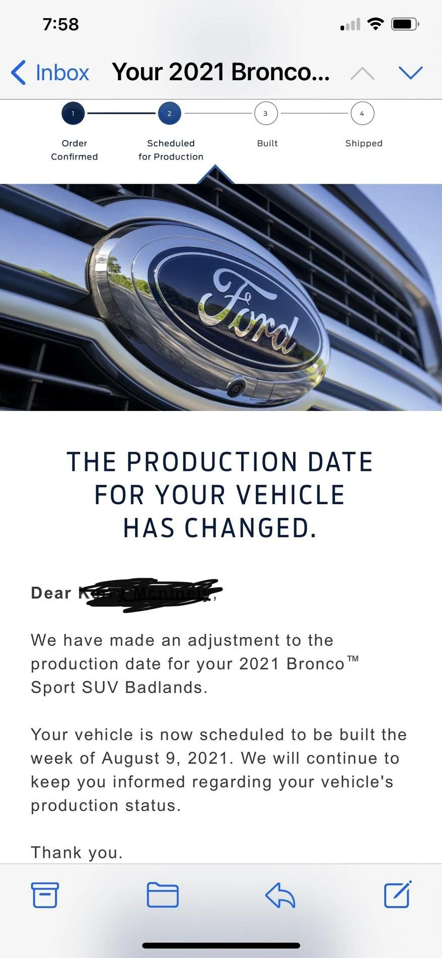 Ford Bronco Broncos scheduling this week 5/20 1621562921631
