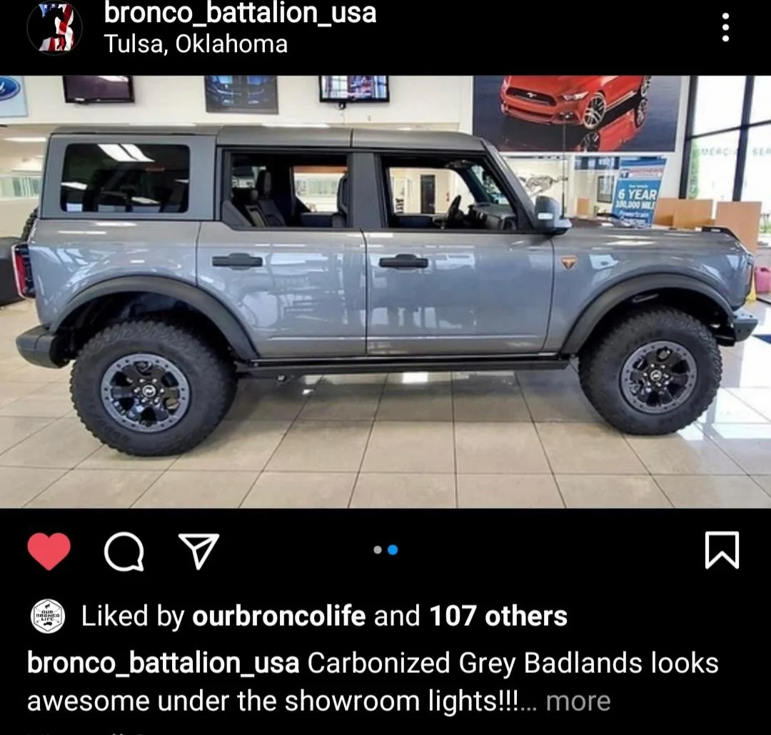 Ford Bronco Carbonized gray Badlands found on IG Screenshot_20210521-065537_Instagram