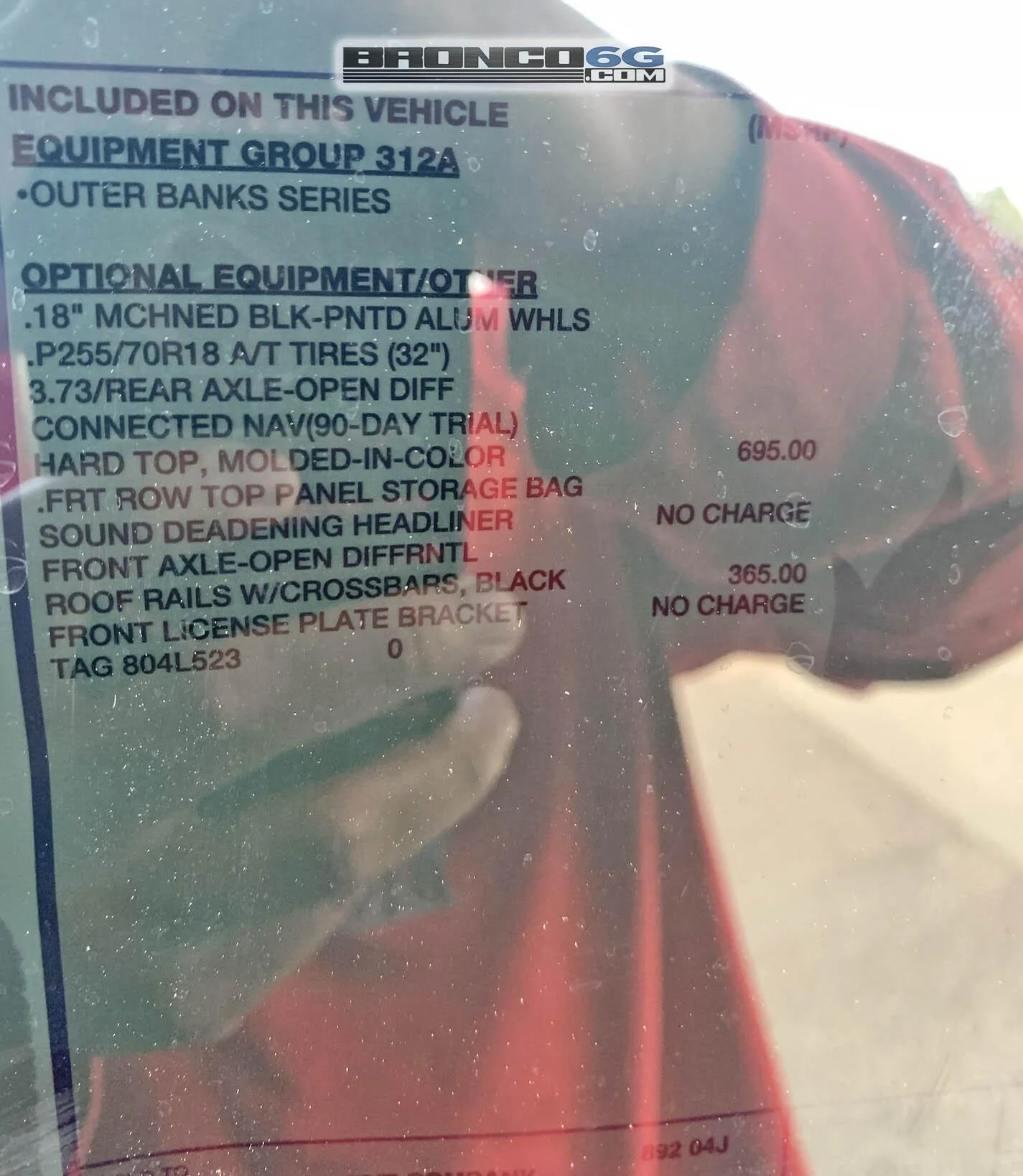 Ford Bronco Velocity Blue 4-Door Fastback at MAP Showing First Window Sticker Without "Not For Sale" Label 2021 Bronco Velocity Blue Outer Banks at MAP Retail Window Sticker 10