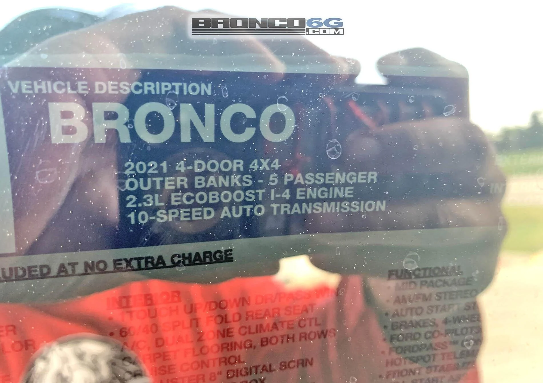 Ford Bronco Velocity Blue 4-Door Fastback at MAP Showing First Window Sticker Without "Not For Sale" Label 2021 Bronco Velocity Blue Outer Banks at MAP Retail Window Sticker 6