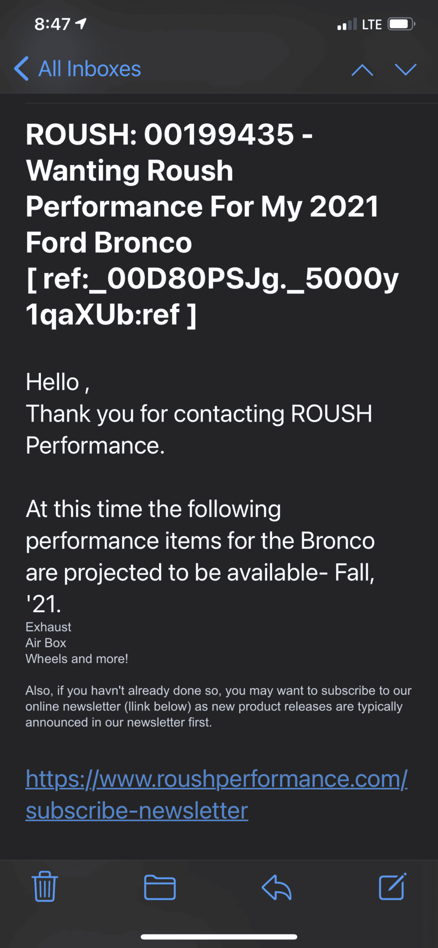 Ford Bronco Roush Bronco spotted 068DED37-B8DD-4CCD-BBB8-F4E876298424