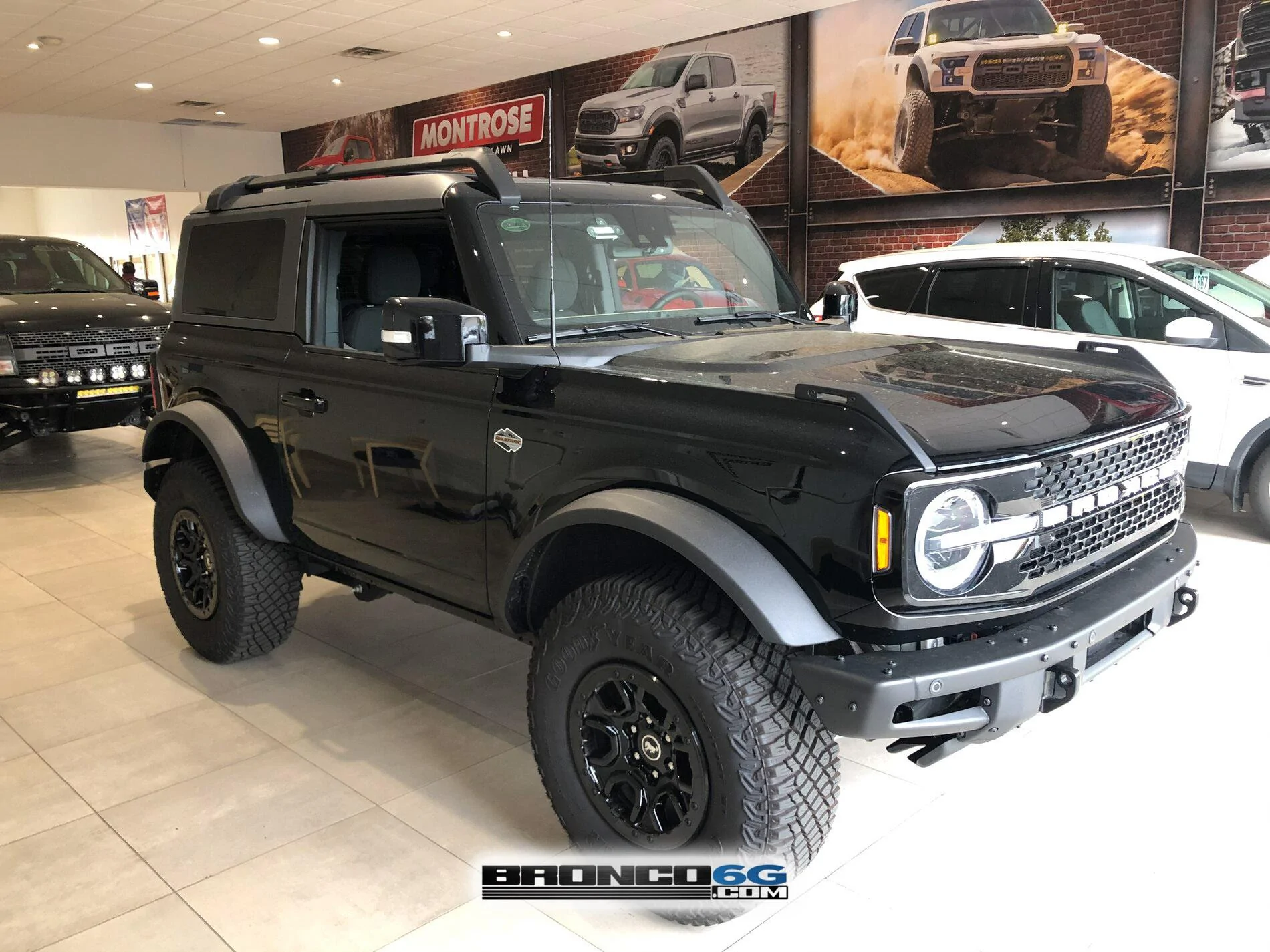 Ford Bronco Today at Montrose Ford (OH): 2-Door Wildtrak with doors off black bronco 2-door wildtrak MIC top doors off removed 5