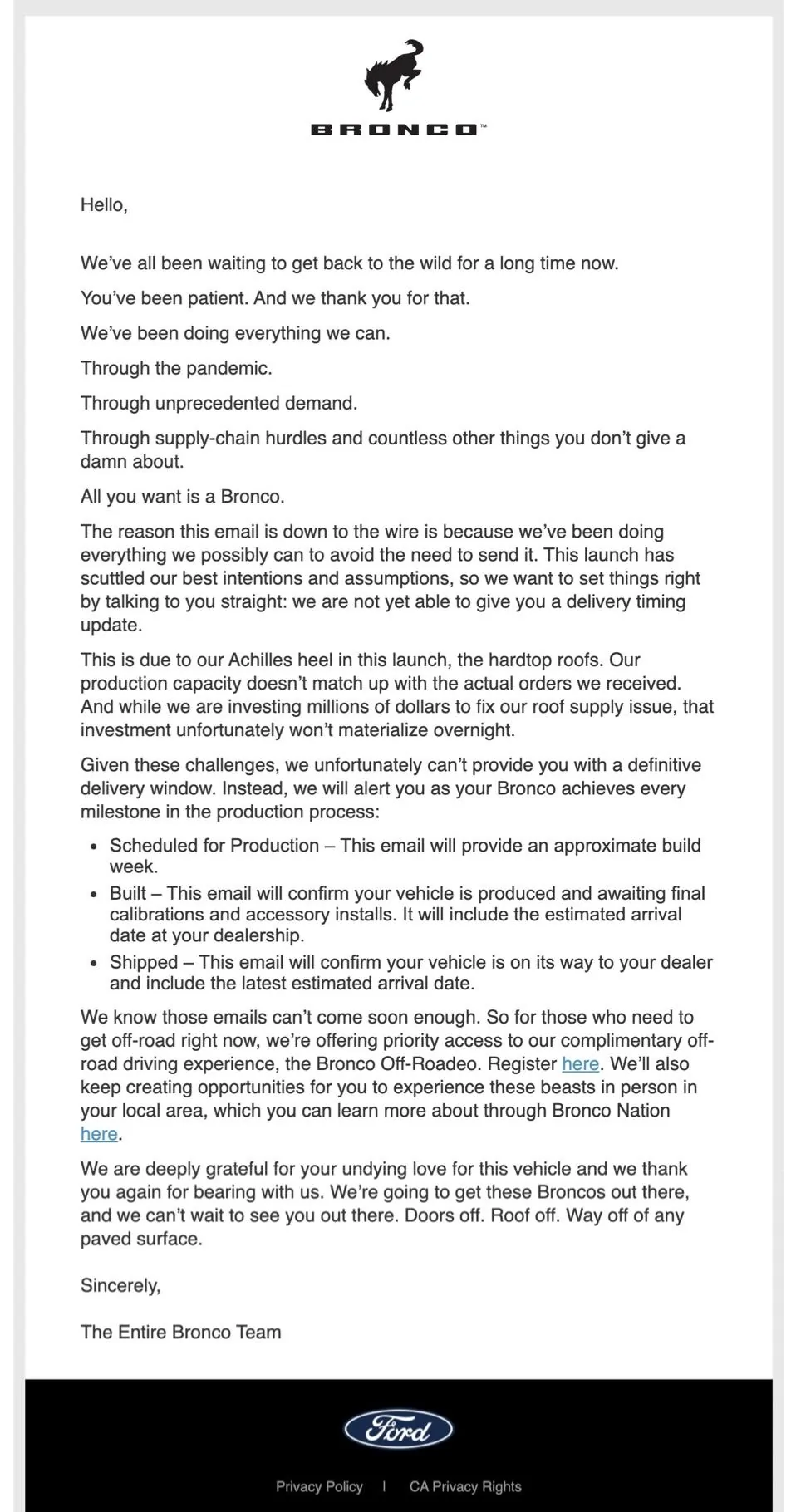 Ford Bronco 5/28 Bronco Production Update E-mail & Dealer Insight FAQ 📬 Screen Shot 2021-05-28 at 10.55.28 AM