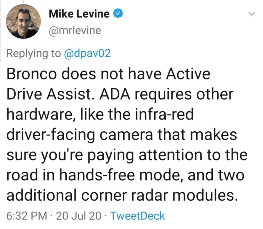 Ford Bronco No ACC Stop and Go? 1622984949389