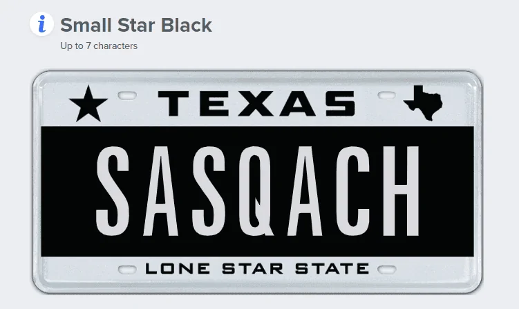 Ford Bronco Custom vanity license plate for Bronco? Sas