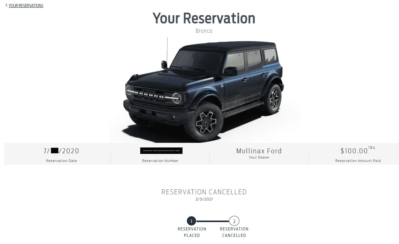 Ford Bronco Sneaky dealership  story cancellation