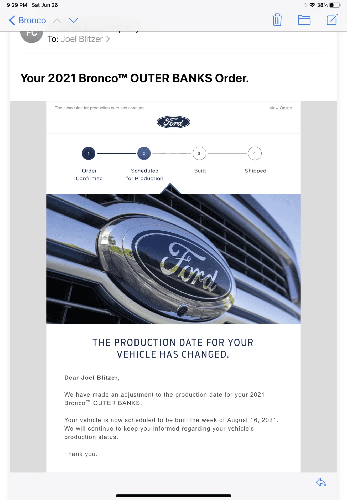 Ford Bronco THE my Bronco production build date has been DELAYED / MOVED BACK thread 2545D026-B0B0-401F-9830-190CF7CC8747