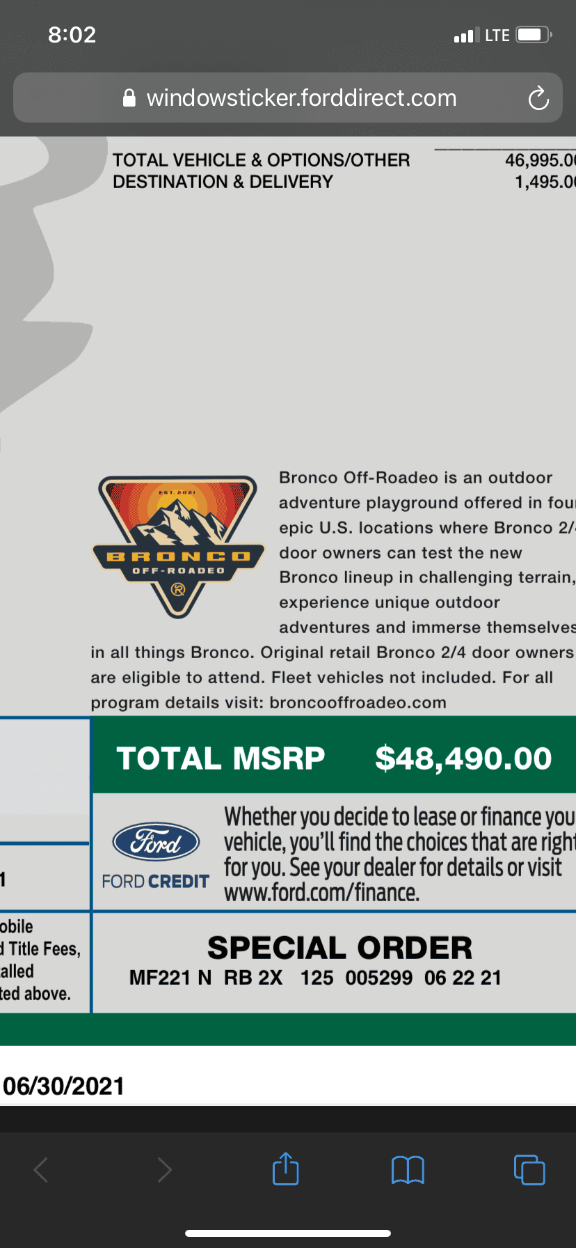 Ford Bronco 6/30 blend dates FC3AE460-04CE-469C-AF2C-206C99FB7789