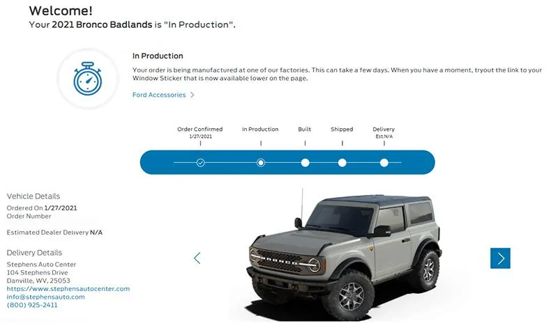 Ford Bronco The Plan & Offer - Stephens Auto Center's Mid Atlantic Bronco Connection In-Production