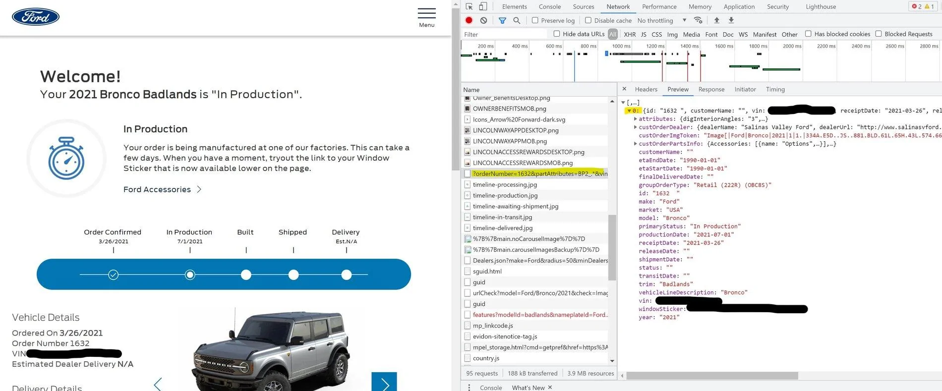 Ford Bronco Difference between Build Date and Blend Date? ordertrack