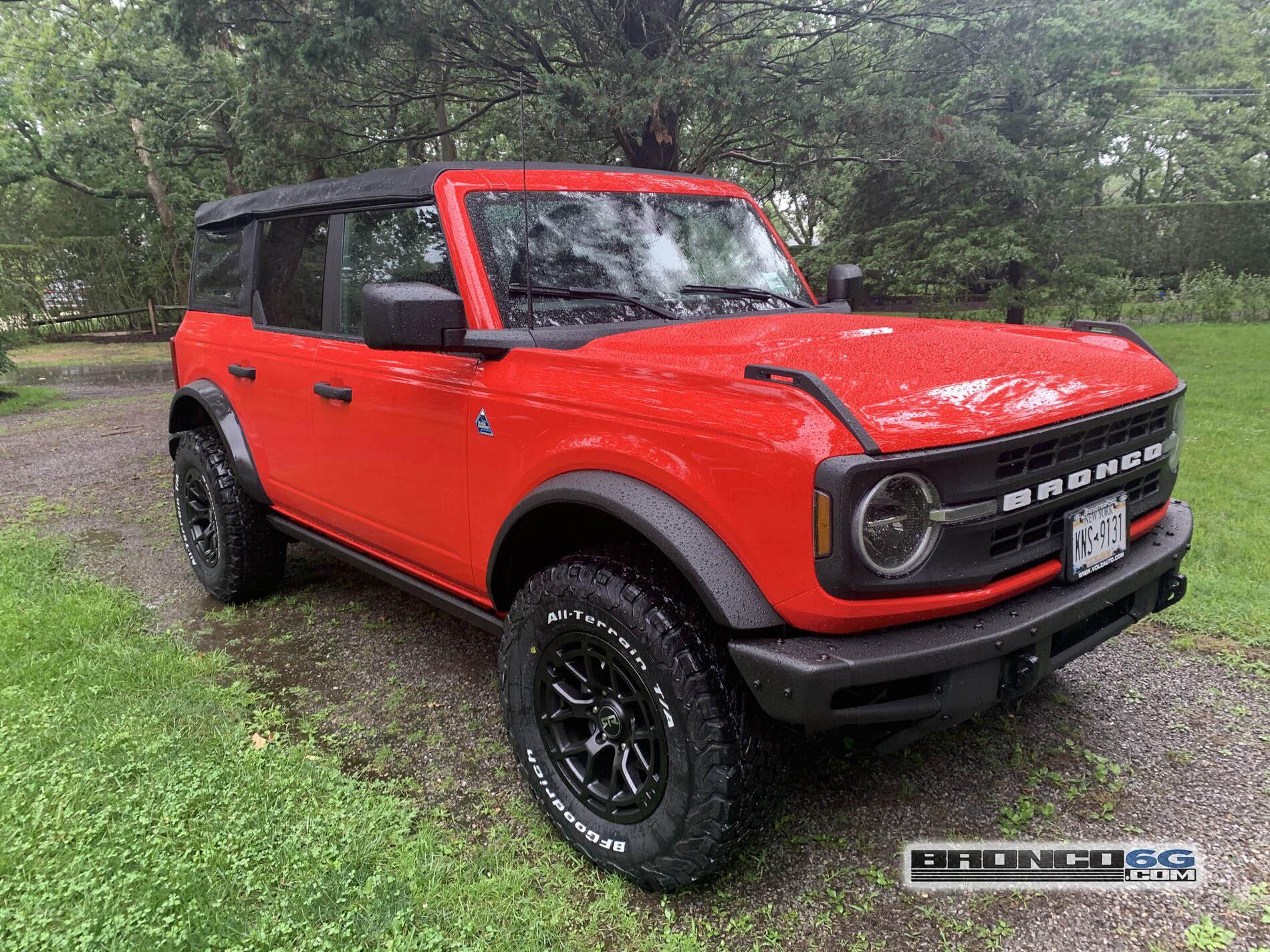 Ford Bronco Bye Bye Steelies. Hello RTR Wheels on my 2021 Bronco RTR tech 6 wheel on 2021 Bronco 4-Door Race Red 1