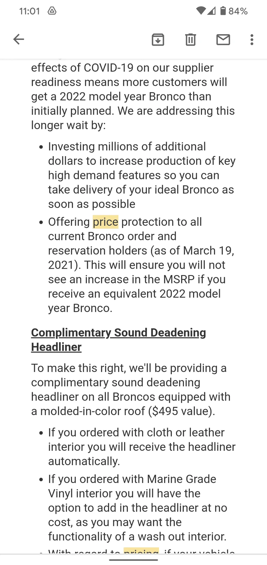 Ford Bronco Dealership Changing MSRP Deal Screenshot_20210706-110128