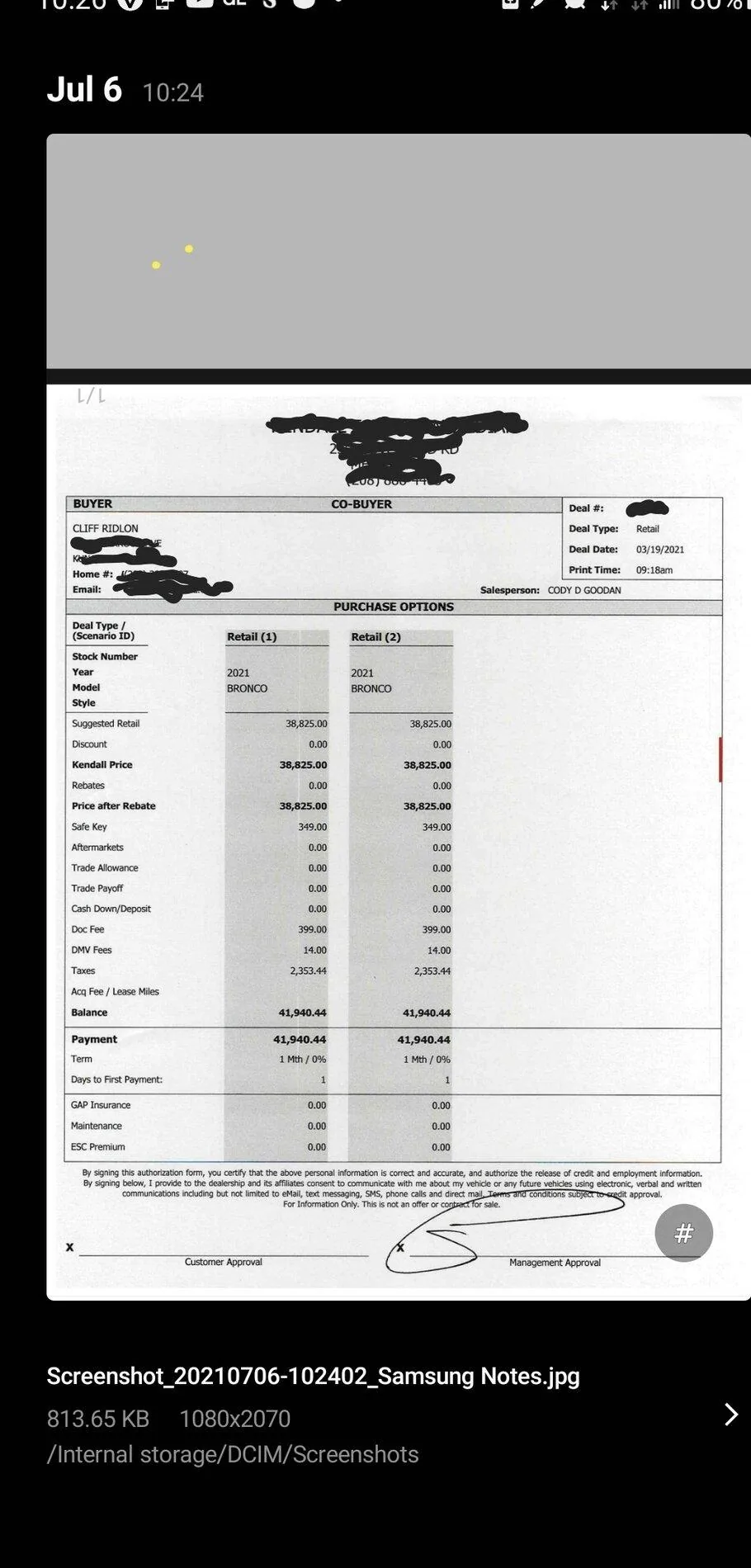 Ford Bronco Dealership Changing MSRP Deal Screenshot_20210706-102746_Gallery